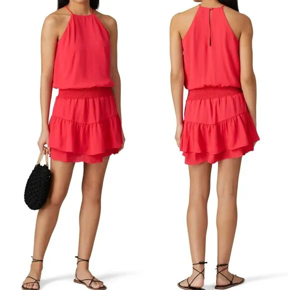 krisa | Dresses | Nwt Krisa Revolve Smocked Waist Cami Mini Dress Pink Tier  Size Medium | Poshmark